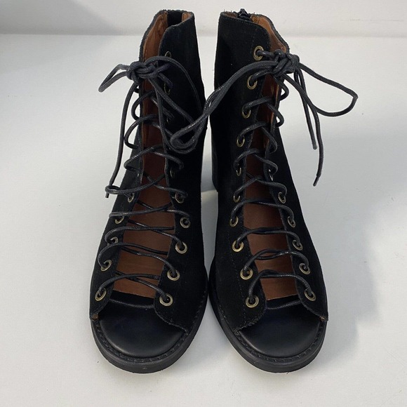 Jeffrey Campbell Cors Lace Up Bootie Sandal Black Suede Corset Open Toe … - Picture 3 of 7